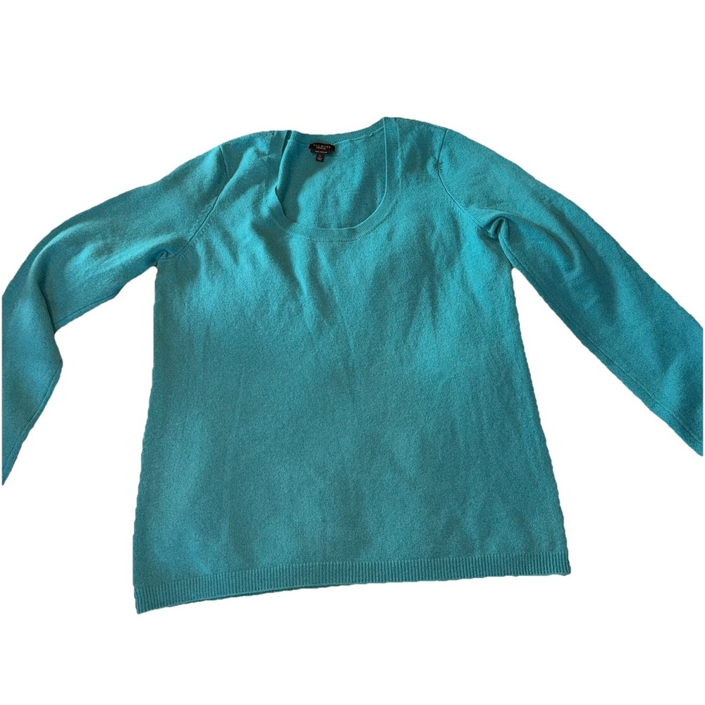 Talbots Women's Size Large Pure Cashmere Sweater Teal Color Long Sleeve